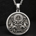 Surya Sun God with Seven Horses Chariot Pendant - 925 Sterling Silver