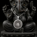 925 925 Sterling Silver Green Tara Compassion Amulet Necklace Necklaces Oxidized silver elephant face pendant necklace with traditional design.