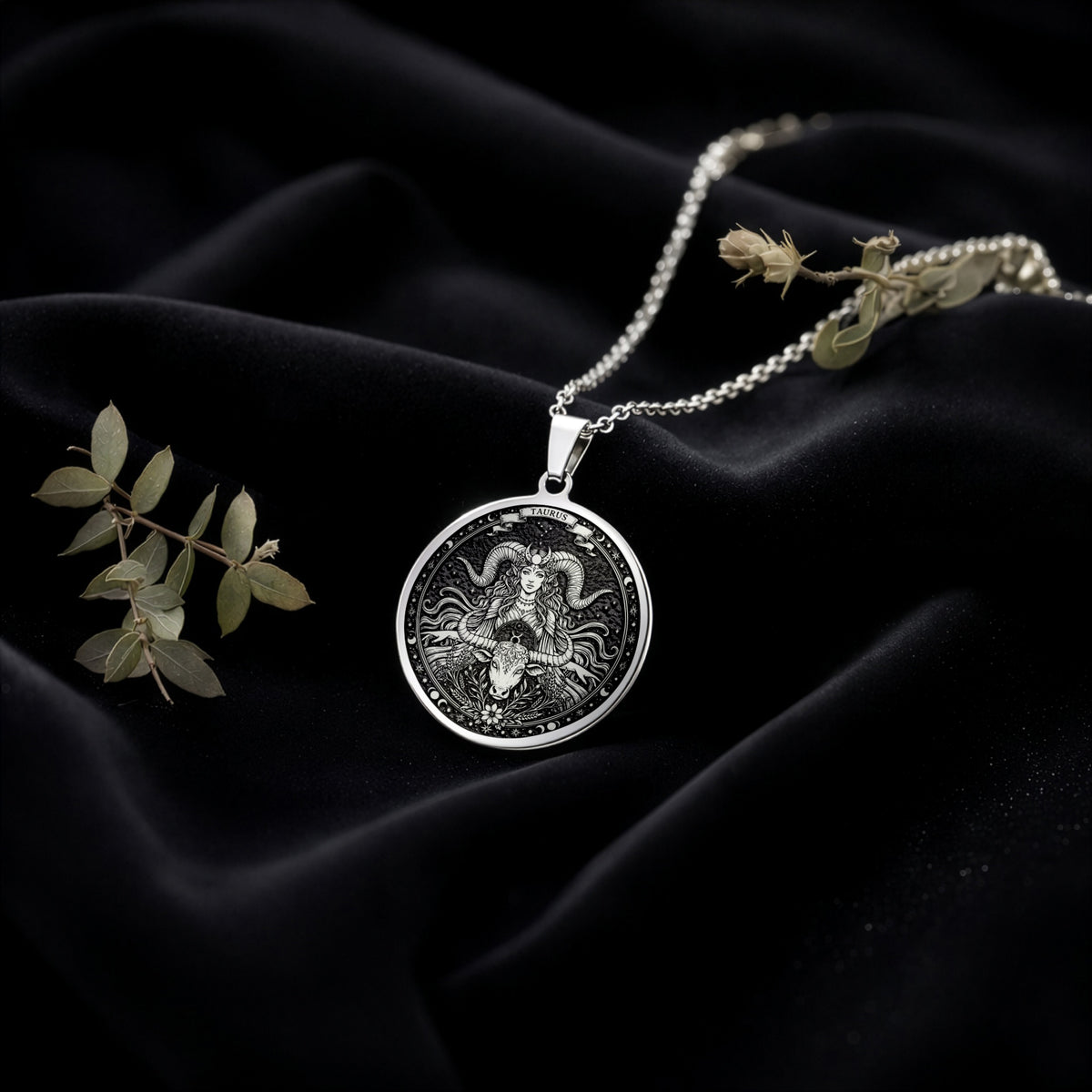 sterling silver necklace Taurus Bull Zodiac Medallion | & Options - Astrological Sign Birthdate zodiac - view 5