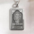 Temperance Tarot Balance Pendant necklace. Silver plated spiritual protection jewelry for alchemy energy tarot gifts.