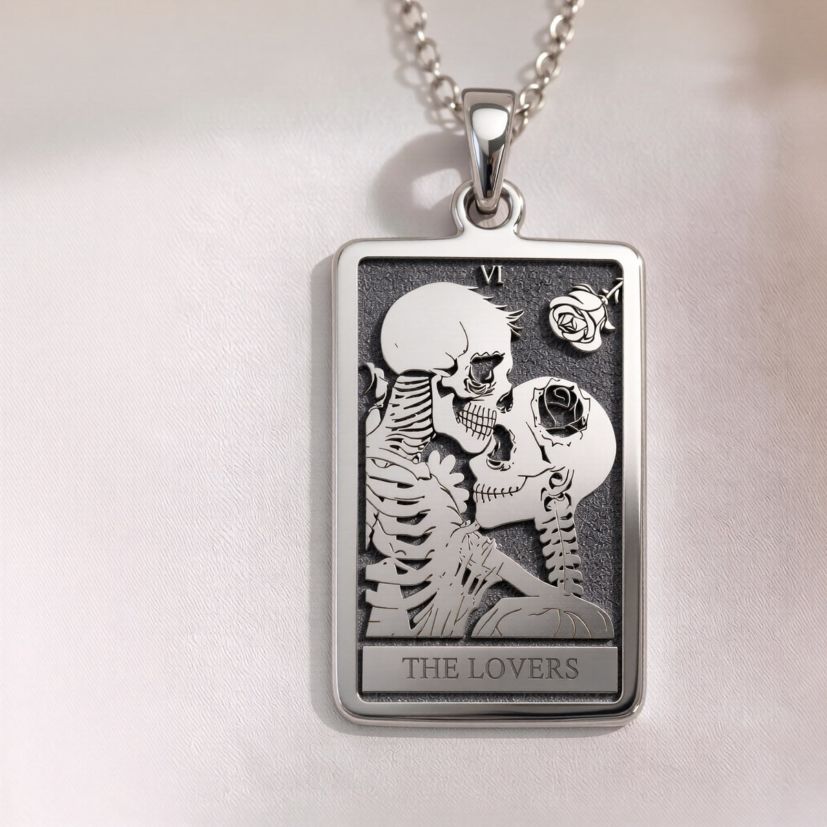 Lovers Tarot Card Pendant | Silver & Plated Options - Astrological Sign Occult Symbol
