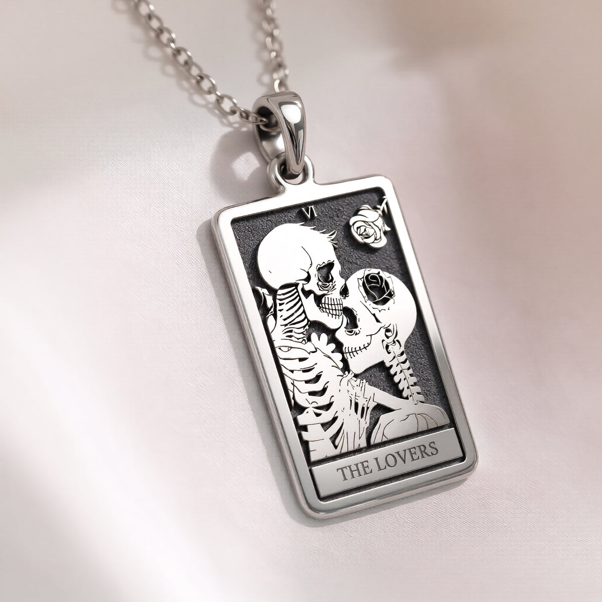 Lovers Tarot Card Pendant | Silver & Plated Options - Astrological Sign Occult Symbol
