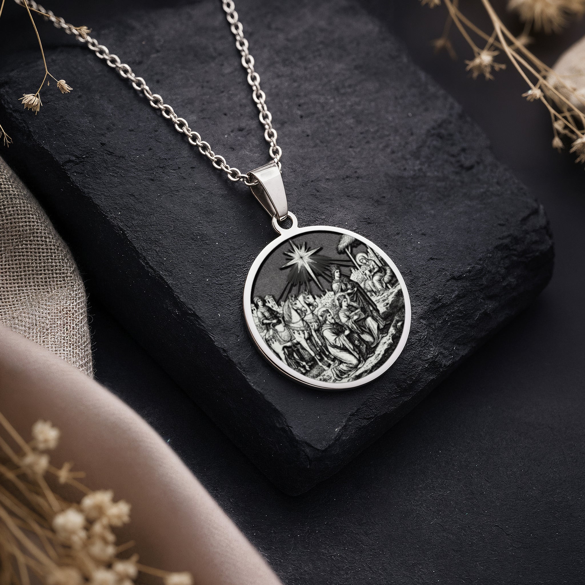 Three Wise Men Nativity Pendant | Silver & Plated Options - Christian Symbolism Gift