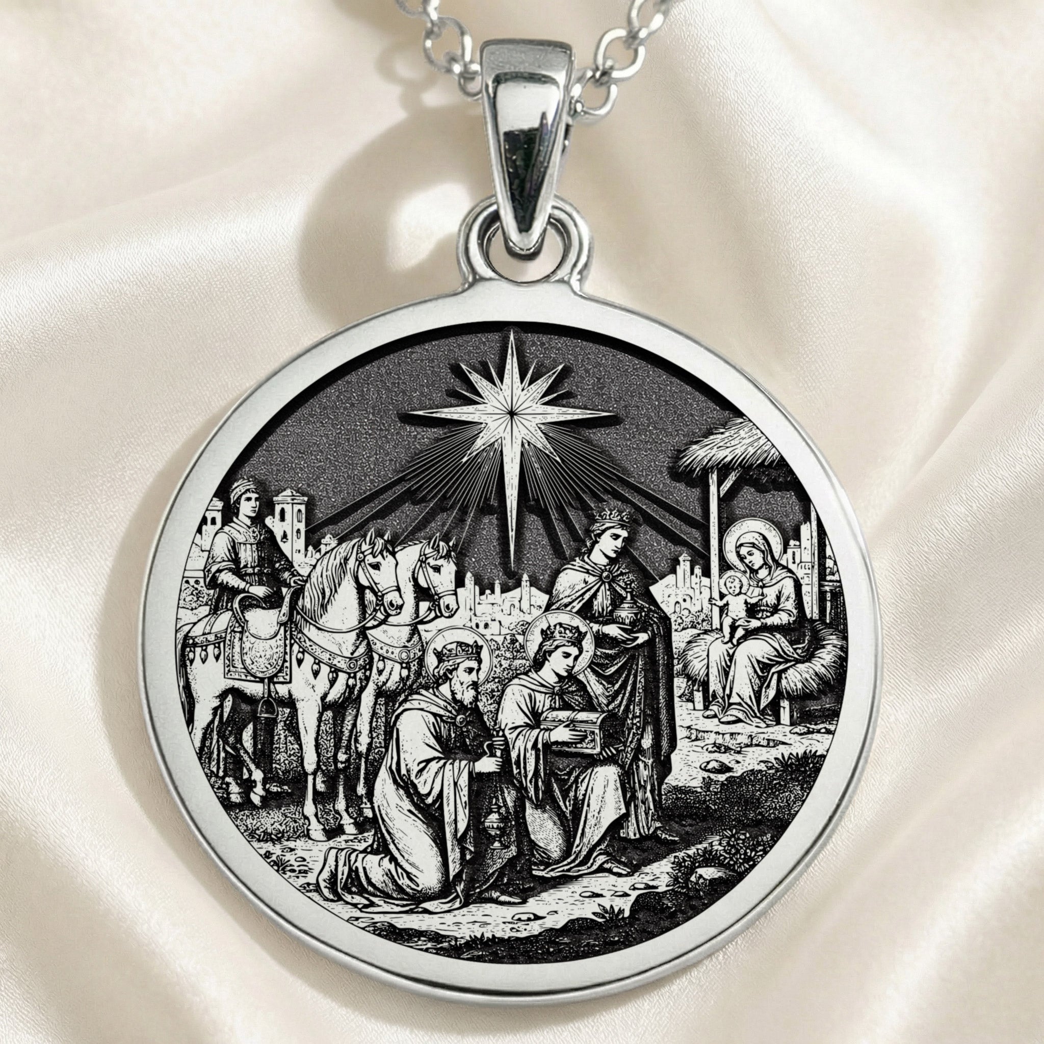 Three Wise Men Nativity Pendant | Silver & Plated Options - Christian Symbolism Gift