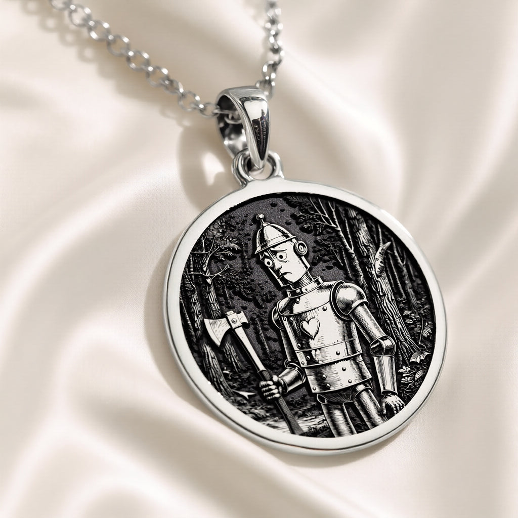 sterling silver necklace Tin Man Woodsman Storybook | & Options - Classic Fairytale Gift - view 6