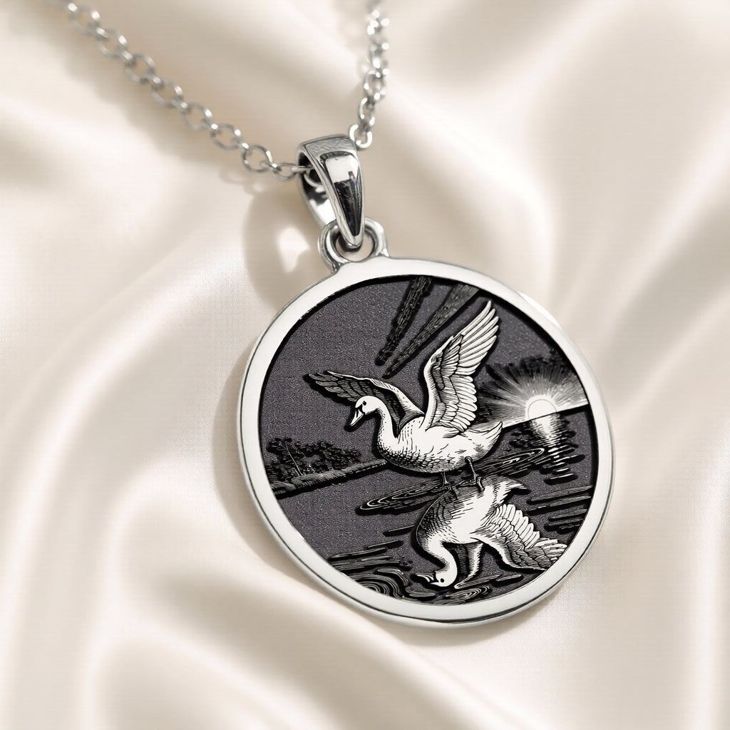 sterling silver necklace Ugly Duckling Swan Transformation Coin | & Options - Rebirth Spirit Animal - view 6
