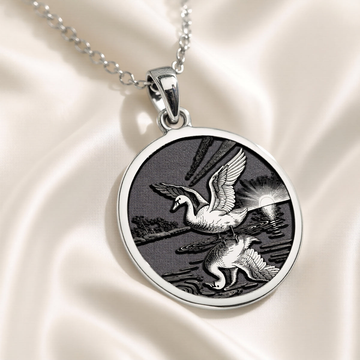 sterling silver necklace Ugly Duckling Swan Transformation Coin | & Options - Rebirth Spirit Animal - view 6