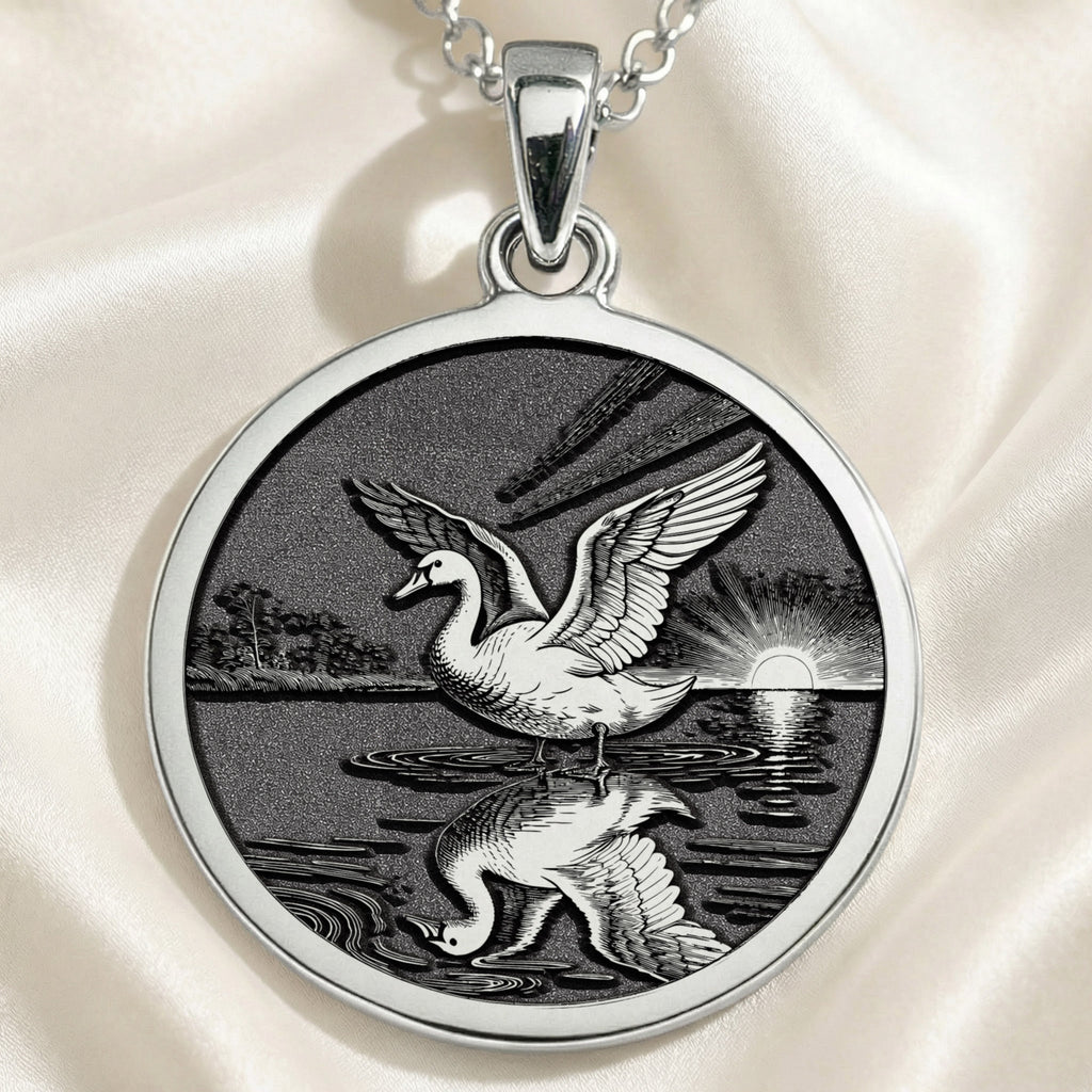 sterling silver necklace Ugly Duckling Swan Transformation Coin | & Options - Rebirth Spirit Animal