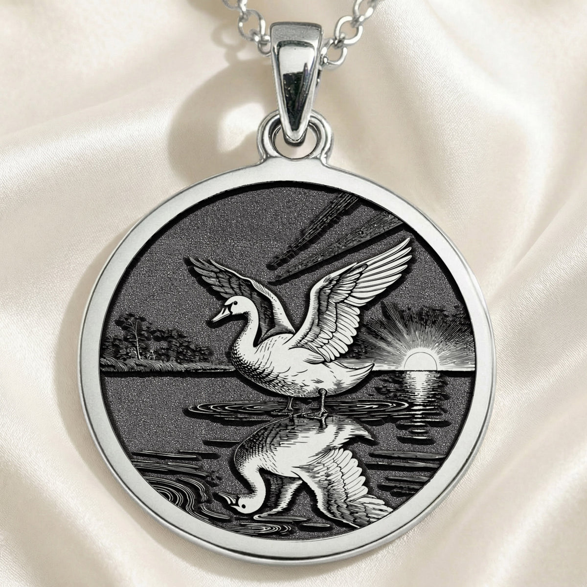 sterling silver necklace Ugly Duckling Swan Transformation Coin | & Options - Rebirth Spirit Animal