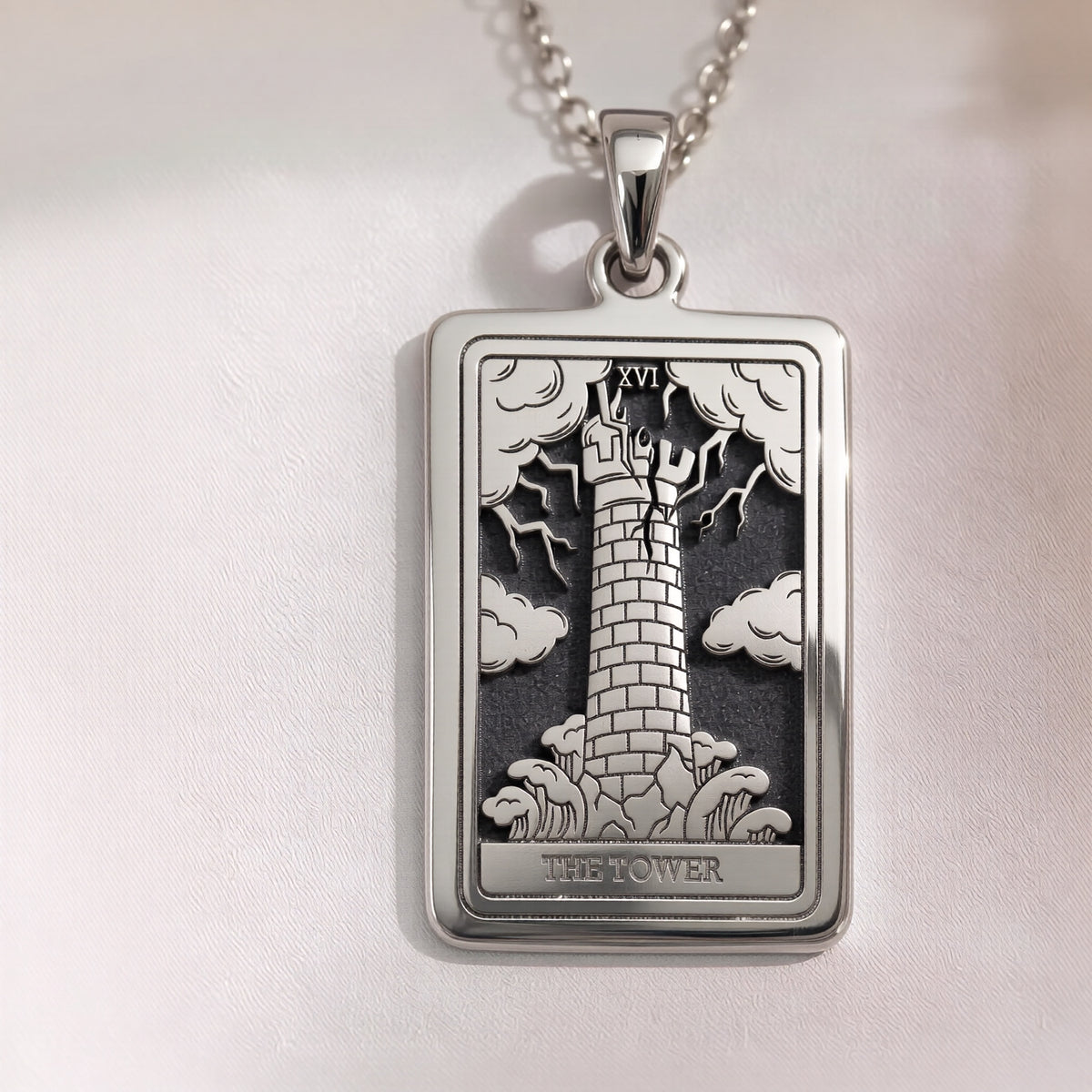 The Tower Tarot Major Arcana Pendant | Silver & Plated Options - Cosmic Energy Spiritual Protection