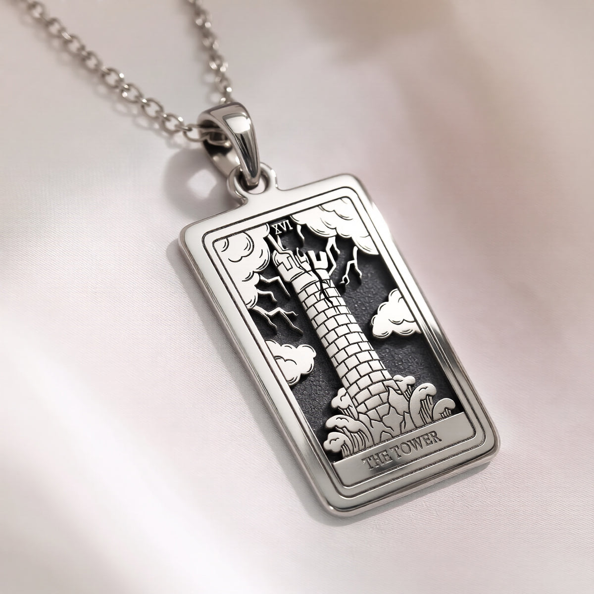 The Tower Tarot Major Arcana Pendant | Silver & Plated Options - Cosmic Energy Spiritual Protection