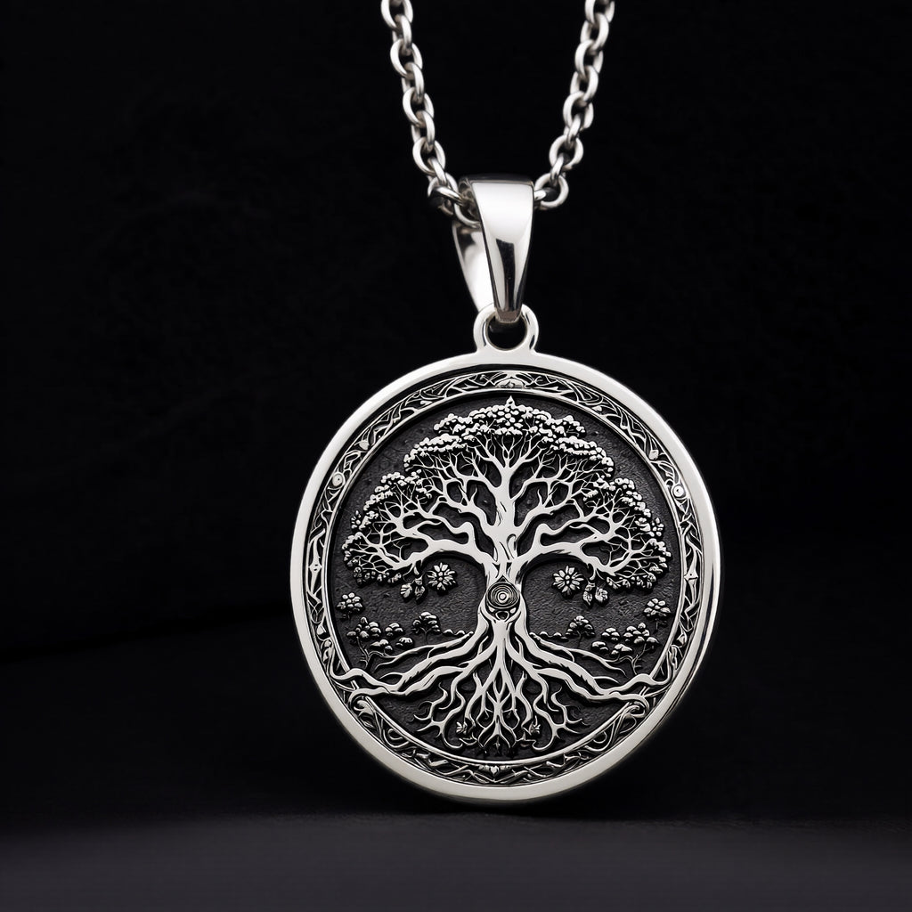 925 sterling silver Yggdrasil Tree of Life Pendant pendant featuring a detailed design.