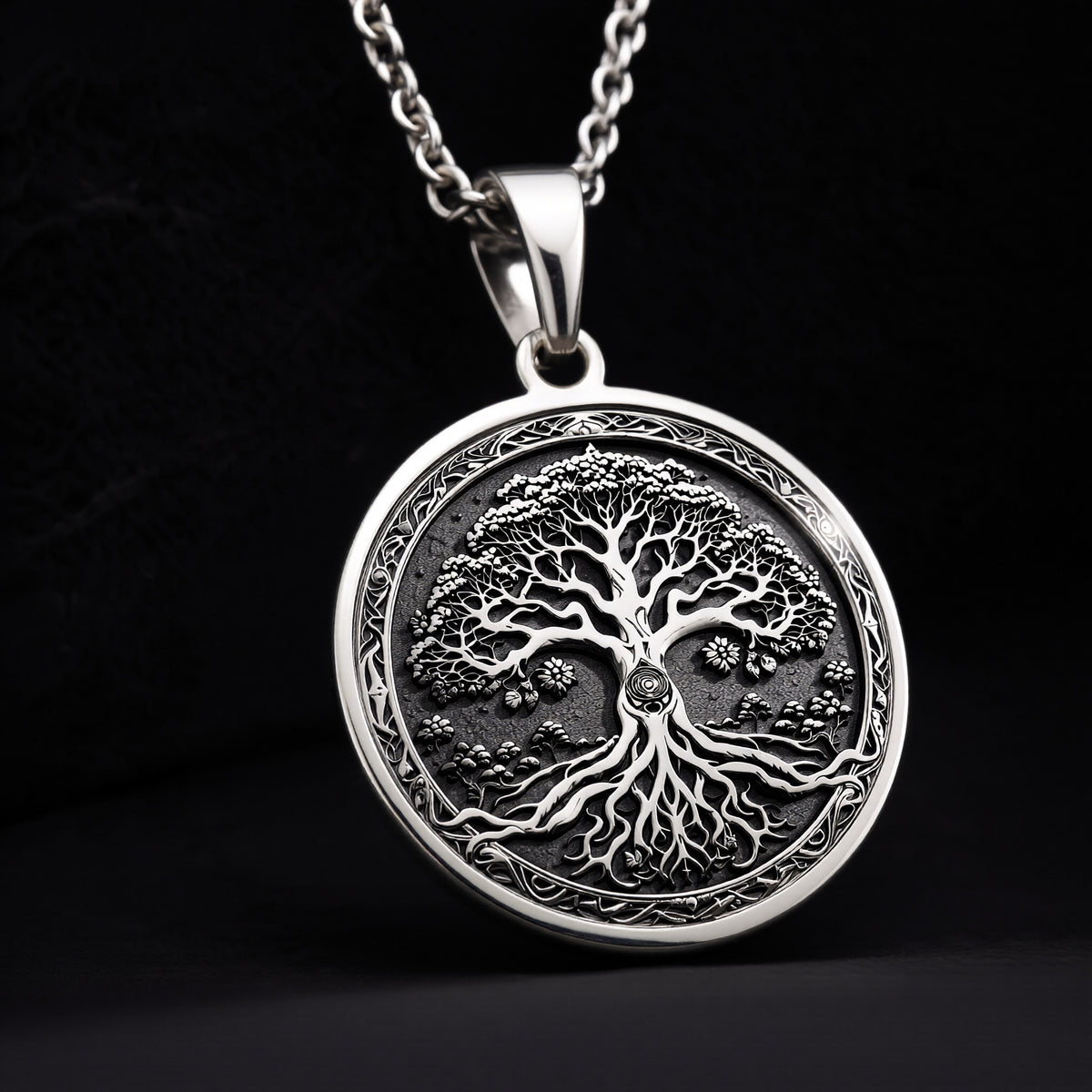 925 sterling silver Yggdrasil Tree of Life Pendant pendant featuring a detailed design.