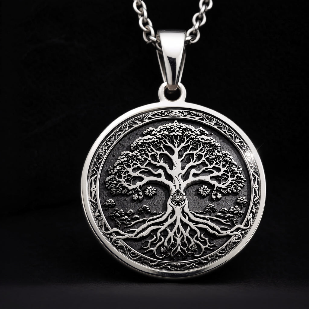 925 sterling silver Yggdrasil Tree of Life Pendant pendant featuring a detailed design.
