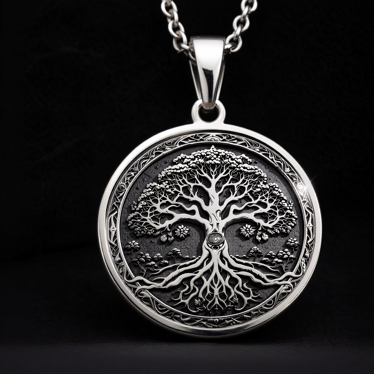 925 sterling silver Yggdrasil Tree of Life Pendant pendant featuring a detailed design.