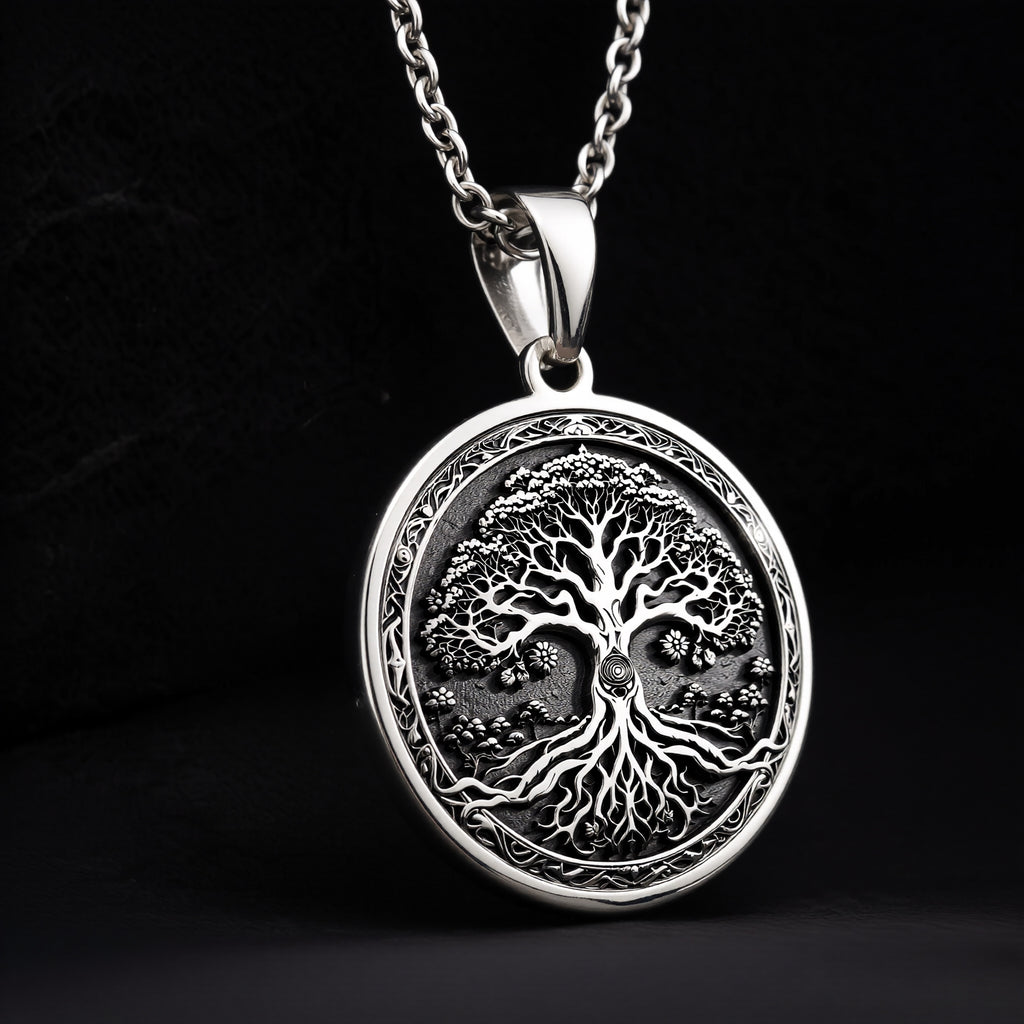 925 sterling silver Yggdrasil Tree of Life Pendant pendant featuring a detailed design.
