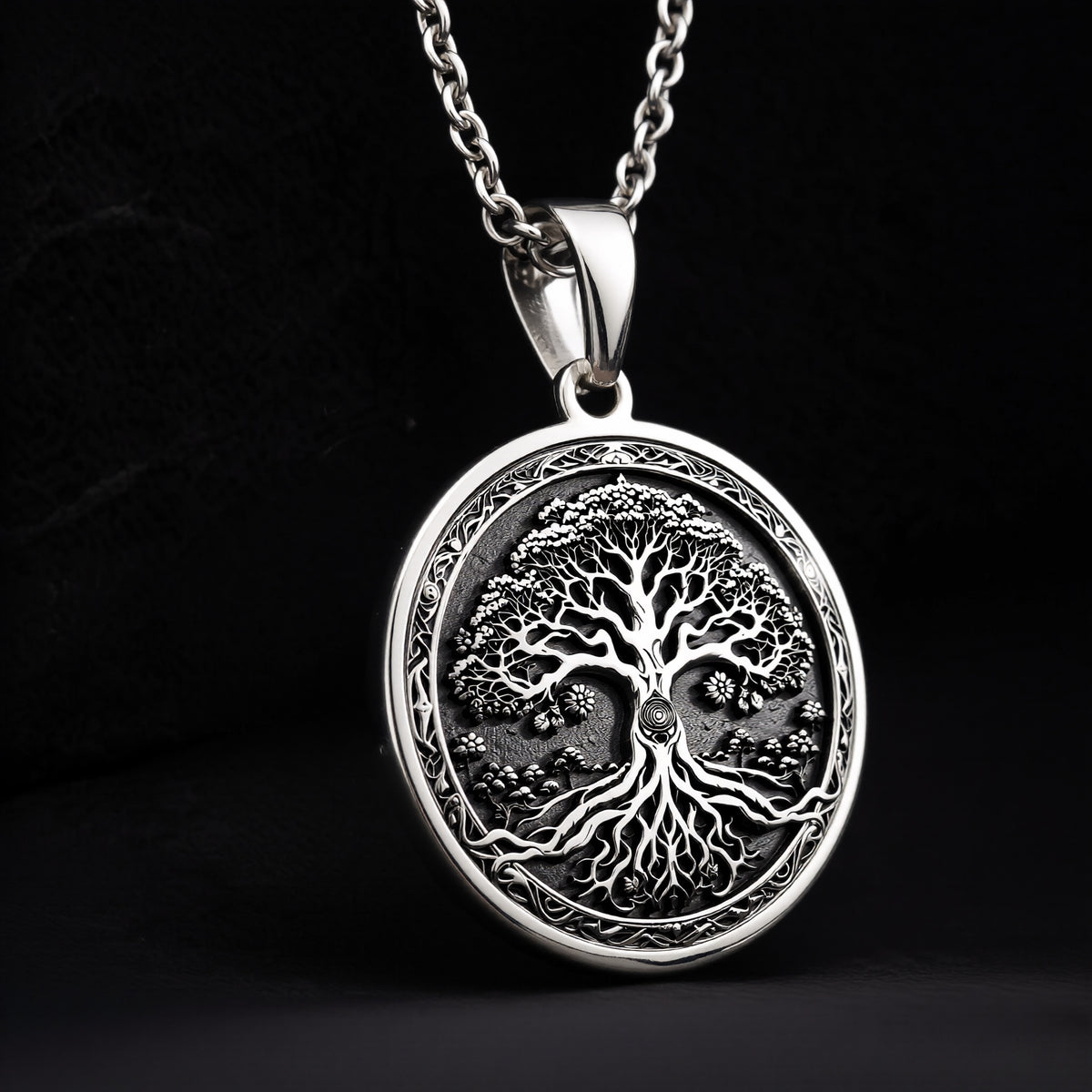925 sterling silver Yggdrasil Tree of Life Pendant pendant featuring a detailed design.