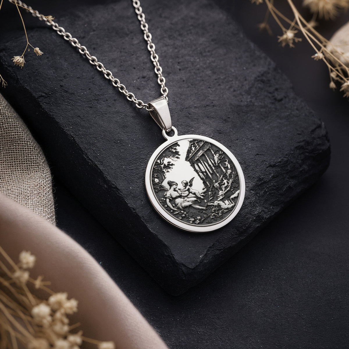 sterling silver necklace Venus and Cupid Mythological Love | & Options - Endless Love Spiritual Protection - view 2