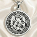 Virgin Mary Madonna and Child Pendant - 925 Sterling Silver