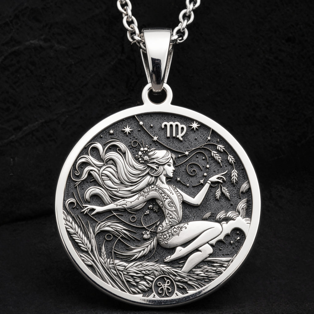 Virgo Maiden Zodiac Necklace | Silver & Plated Options - Astrological Sign Birthdate Jewelry