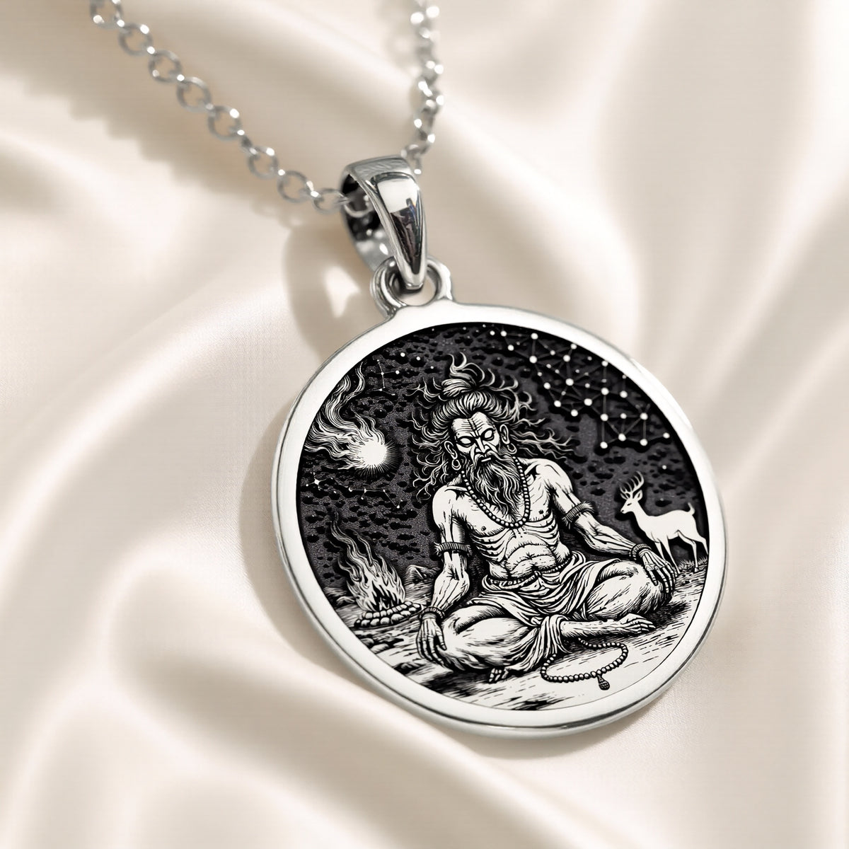 handcrafted necklace Vishvamitra Hindu Sage Coin | & Options - Spiritual Protection Sacred Symbol hindu - view 6