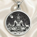 Vishvamitra Hindu Sage Coin Pendant | Silver & Plated Options - Spiritual Protection Sacred Symbol