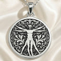 Vitruvian Man Art Pendant | Silver & Plated Options - Renaissance Style Divine Symbol