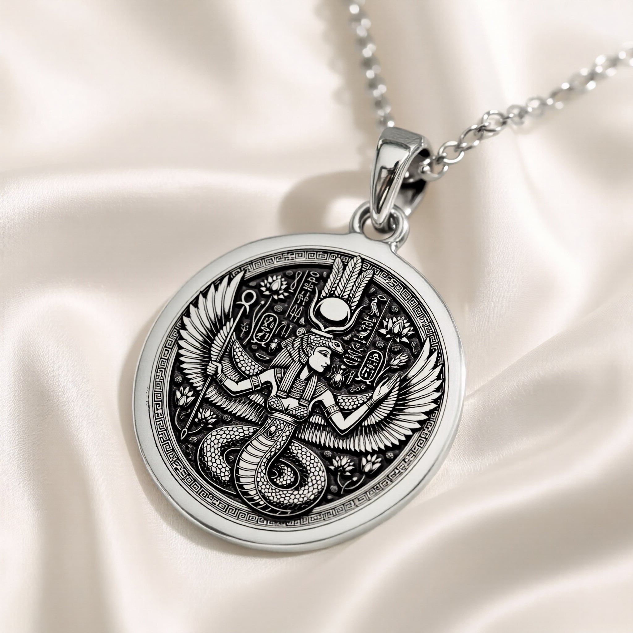 Wadjet Cobra Goddess Pendant | Silver & Plated Options - Ancient Mythology Protection Talisman