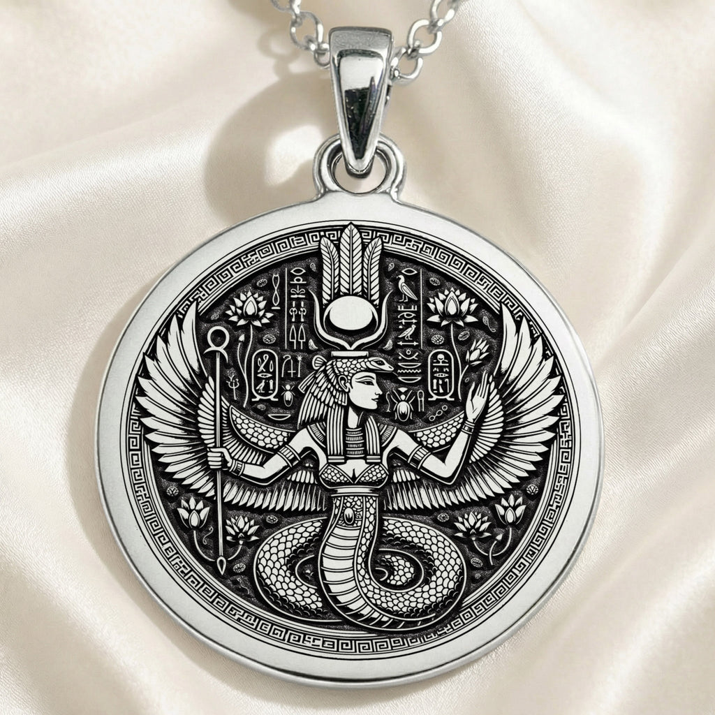 Wadjet Cobra Goddess Pendant | Silver & Plated Options - Ancient Mythology Protection Talisman