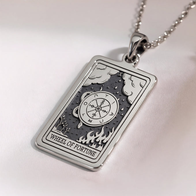 Wheel of Fortune Sphinx Amulet pendant, silver or gold plated ancient mythology protection talisman jewelry.