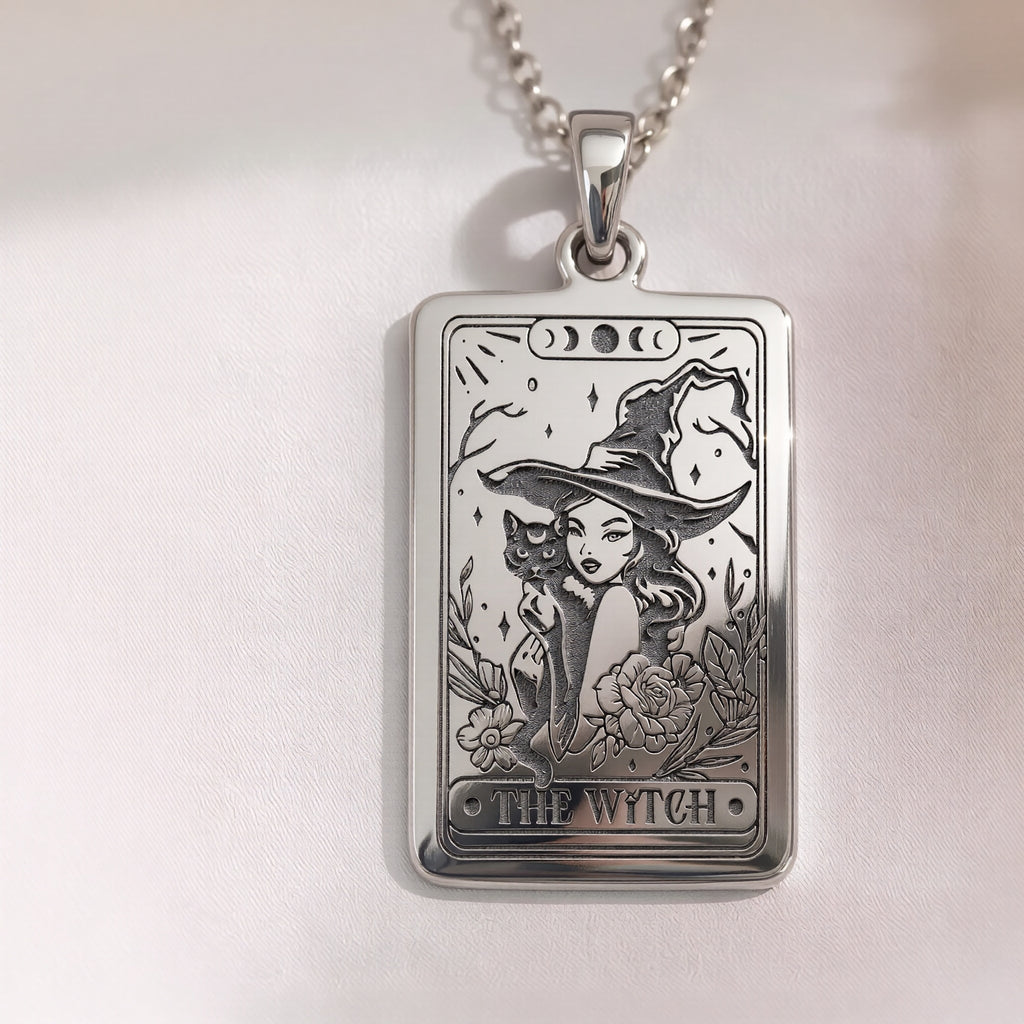 Witch Tarot Rider Waite Necklace | Silver & Plated Options - Occult Arcana Protection Talisman