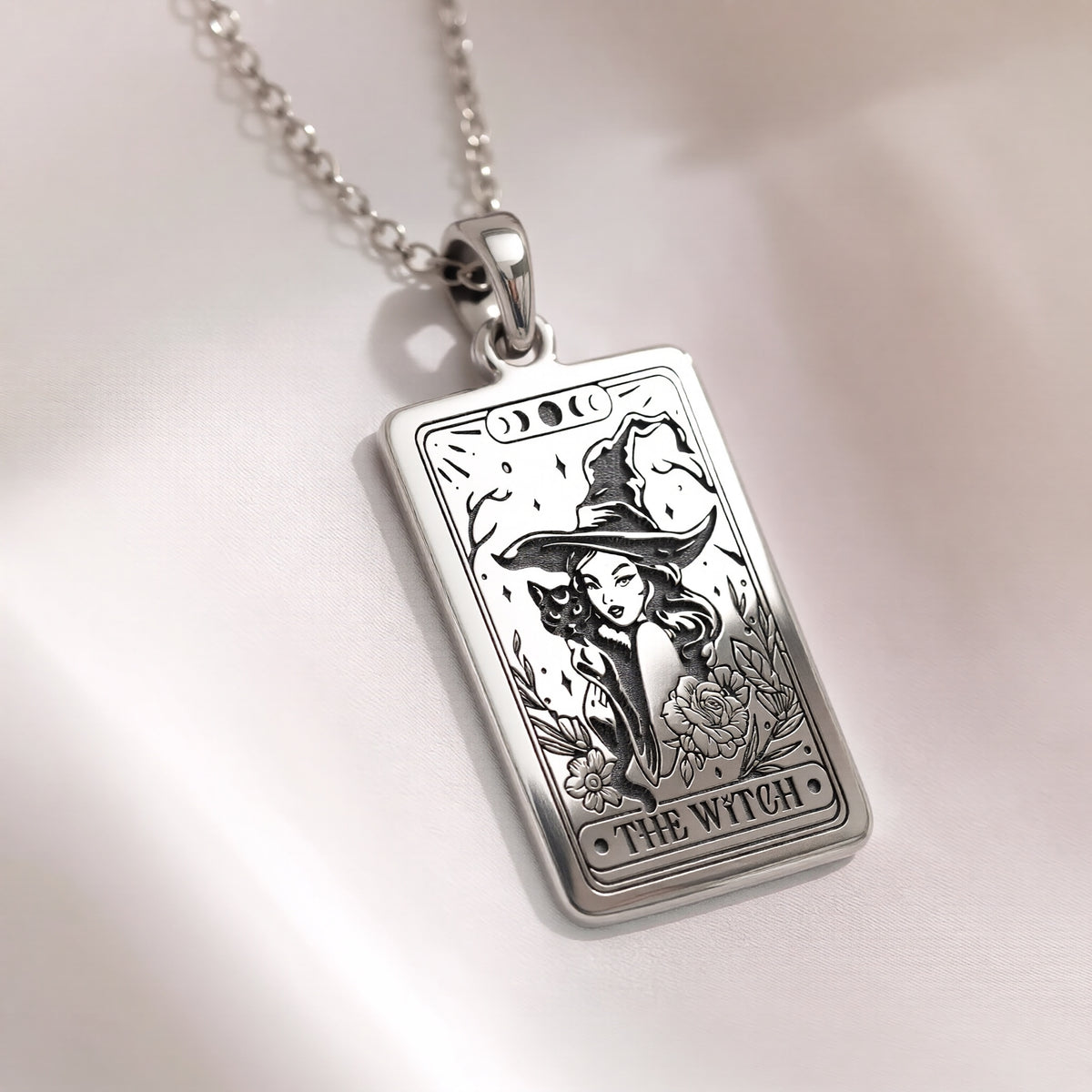 Witch Tarot Rider Waite Necklace | Silver & Plated Options - Occult Arcana Protection Talisman