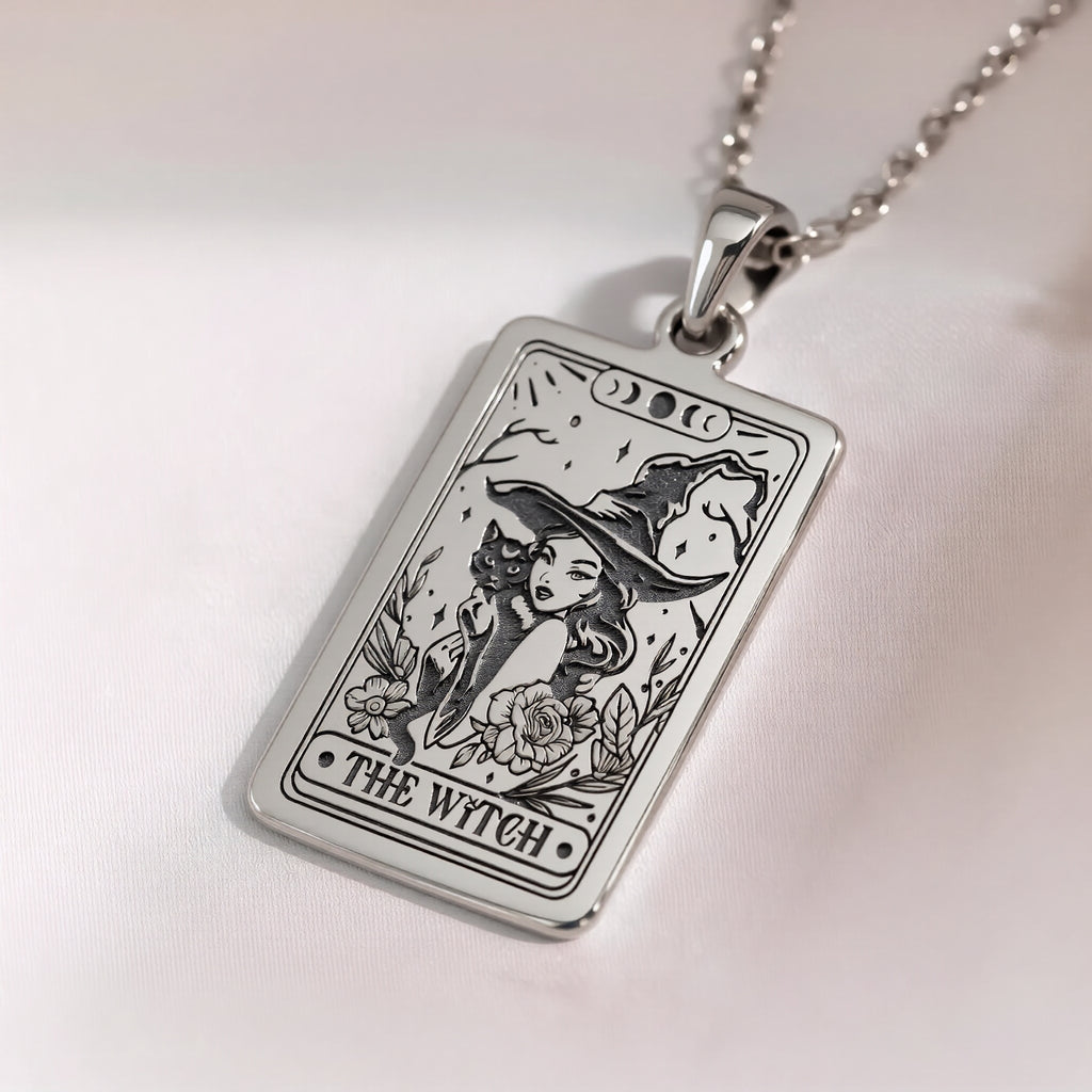 Witch Tarot Rider Waite Necklace | Silver & Plated Options - Occult Arcana Protection Talisman
