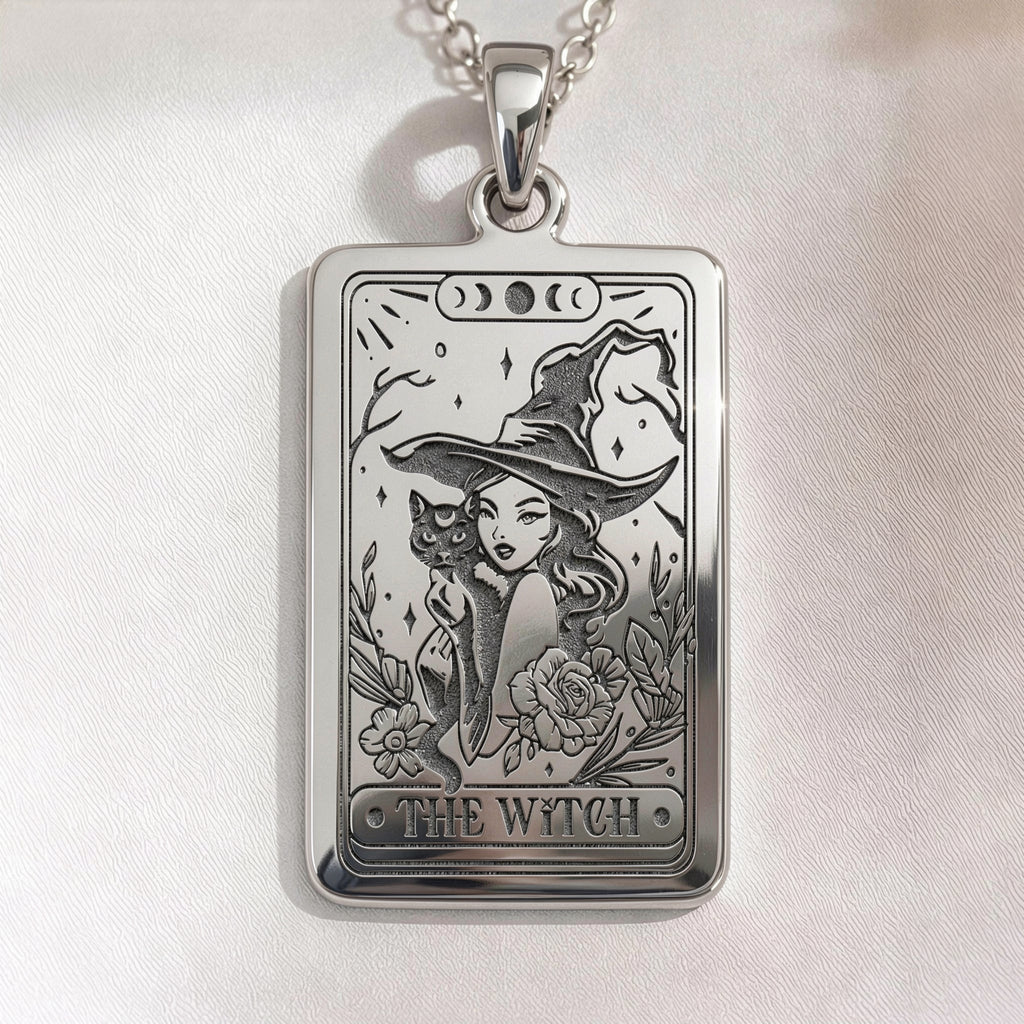 Witch Tarot Rider Waite Necklace | Silver & Plated Options - Occult Arcana Protection Talisman