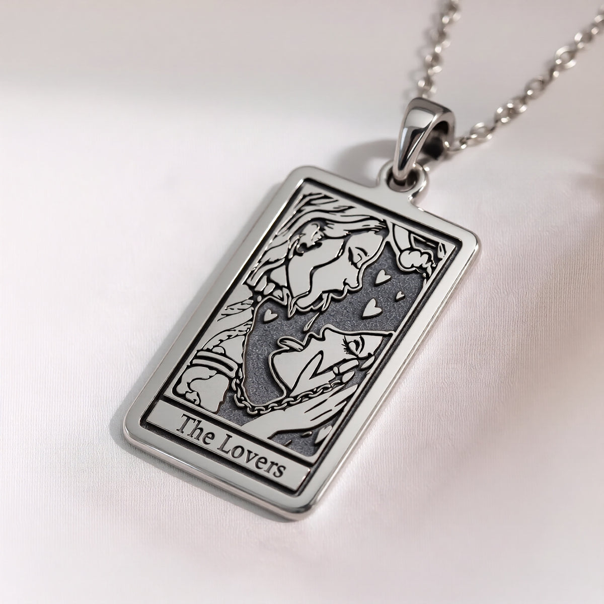 Lovers Tarot Card Necklace | Silver & Plated Options - Occult Arcana Talisman for Tarot Enthusiast