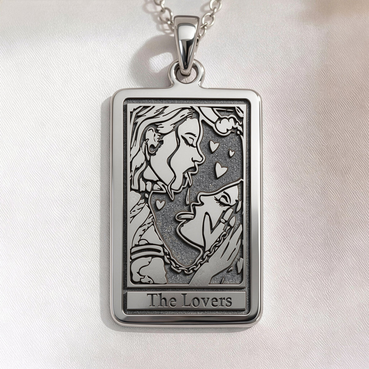 Lovers Tarot Card Necklace | Silver & Plated Options - Occult Arcana Talisman for Tarot Enthusiast