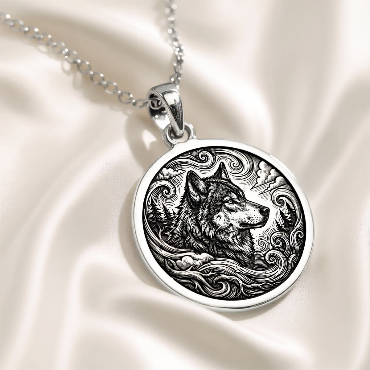 14K solid gold necklace Wolf Spirit Animal | & Options - Fierce Totem Wild Nature wolf - view 6