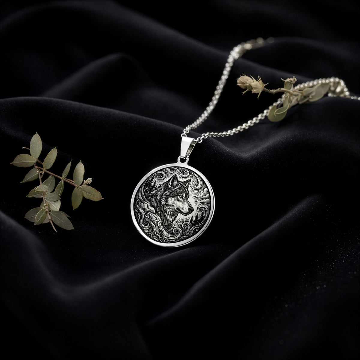 14K solid gold necklace Wolf Spirit Animal | & Options - Fierce Totem Wild Nature wolf - view 4