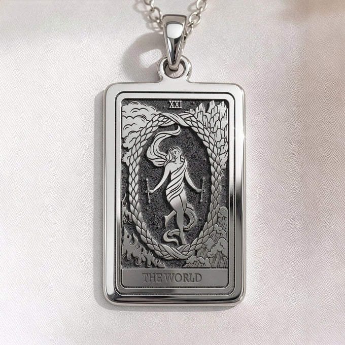 World Tarot Necklace Silver Sterling Silver Pendant - Luminous Luxury Crafts