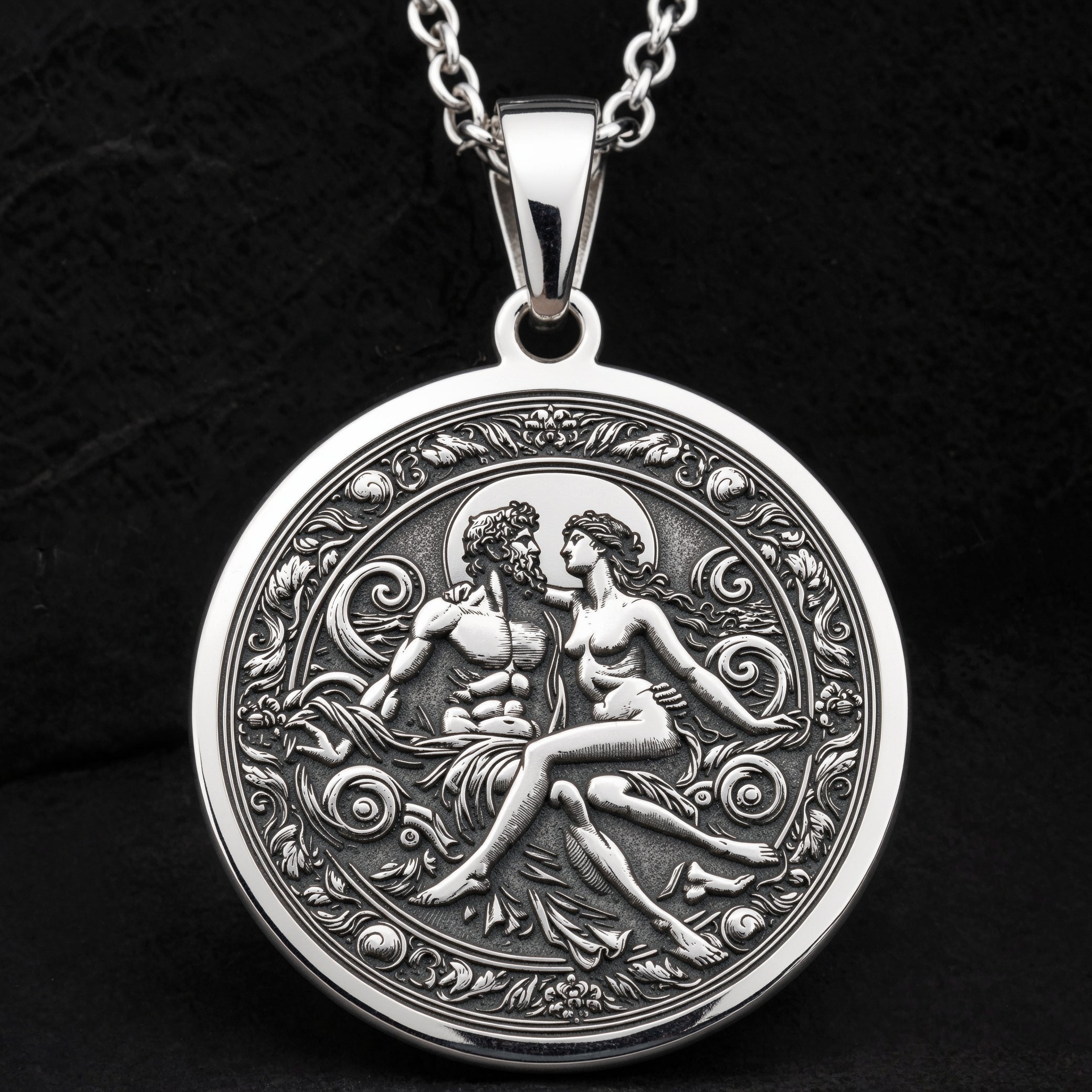 Zeus & Hera Halskette nach griechischer Mythologie | Silber & vergoldete Optionen - Schutz-Talisman aus der antiken Mythologie