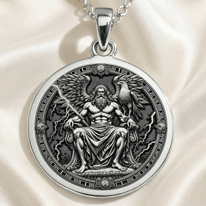 handcrafted necklace Zeus Greek God Medallion | & Options - Ancient Mythology Protection Talisman mythology