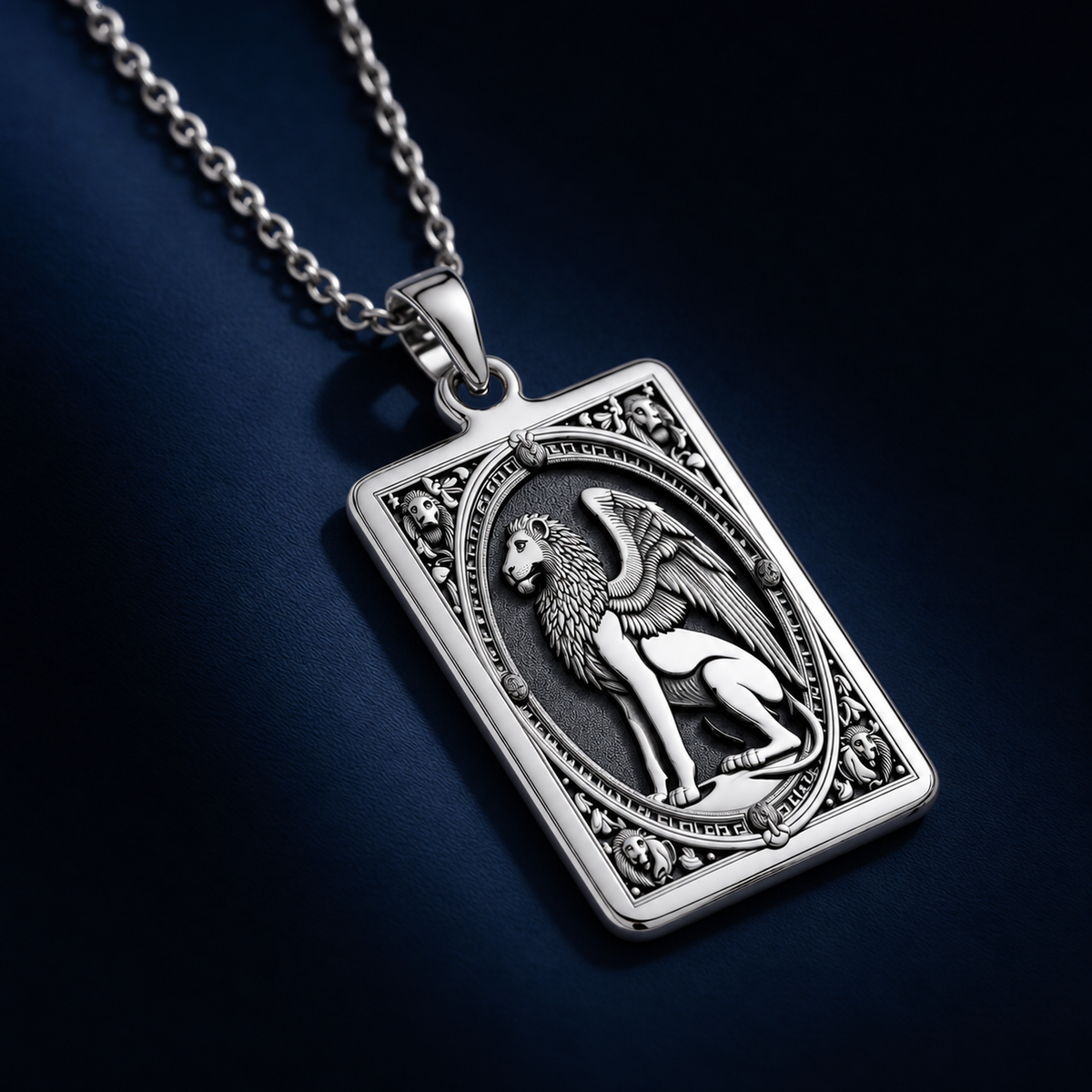 Venice Lion Tarot Pendant: 14K Gold Personalized St Mark Necklace - View 2