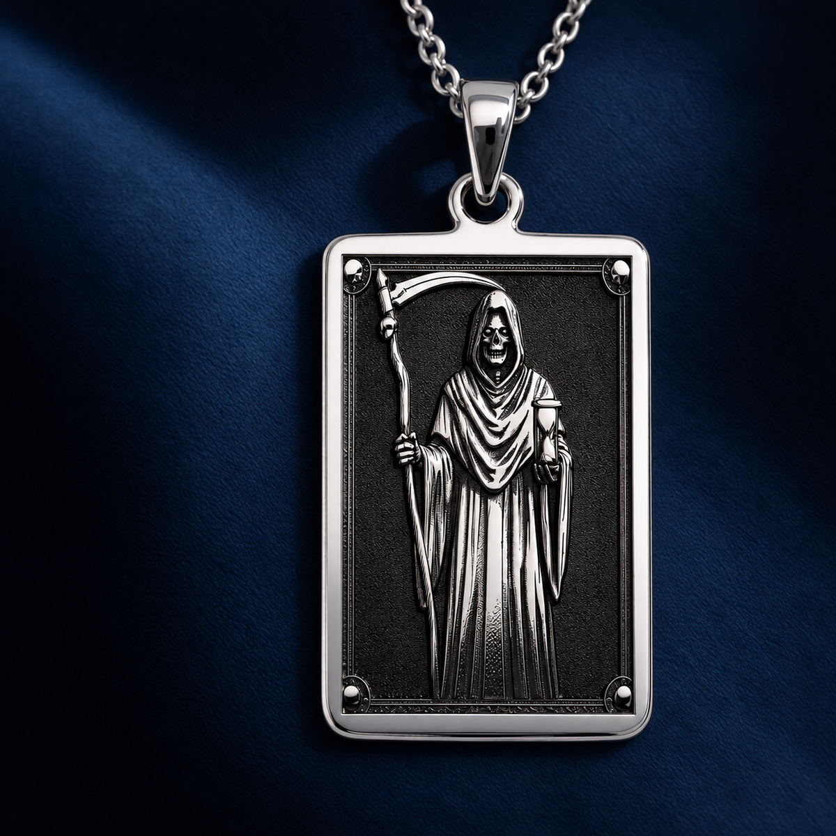 Grim Reaper Pendant Necklace - 925 Sterling Silver