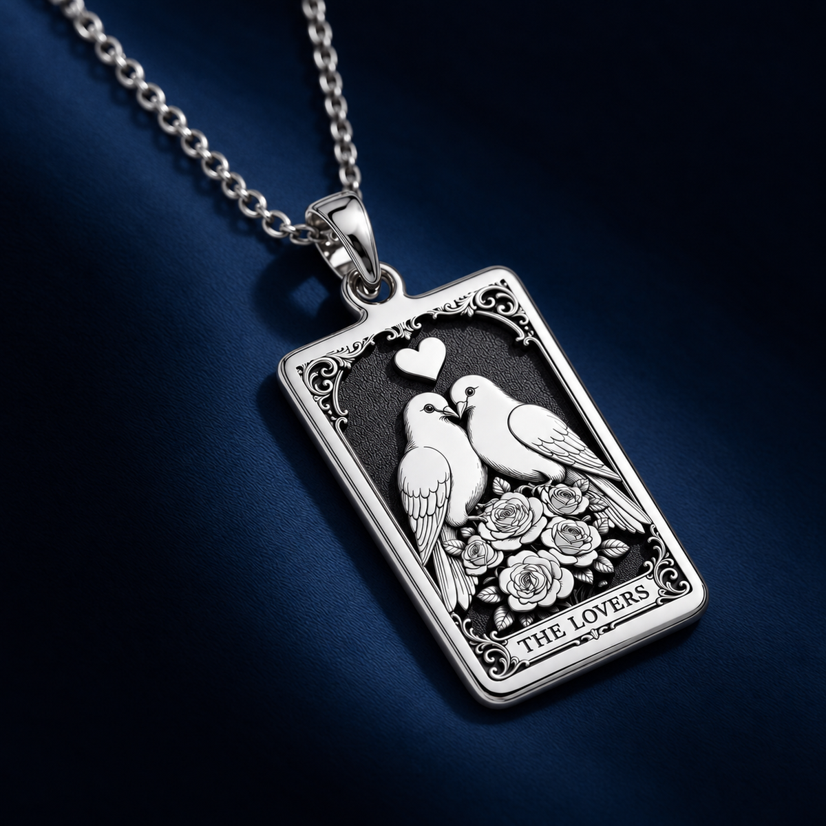 The Lovers Tarot Necklace: 14K Gold, Lovebird Charm, Soulmate Jewelry - View 2