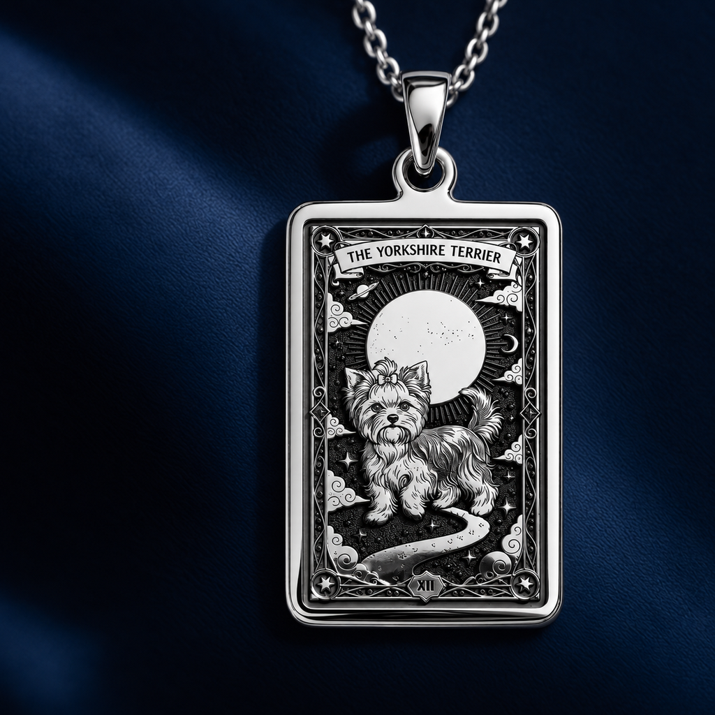 A striking 925 sterling silver Yorkshire Terrier charm. The art shows the tiny-but-mighty dog, a meaningful piece of jewelry for a pet owner.