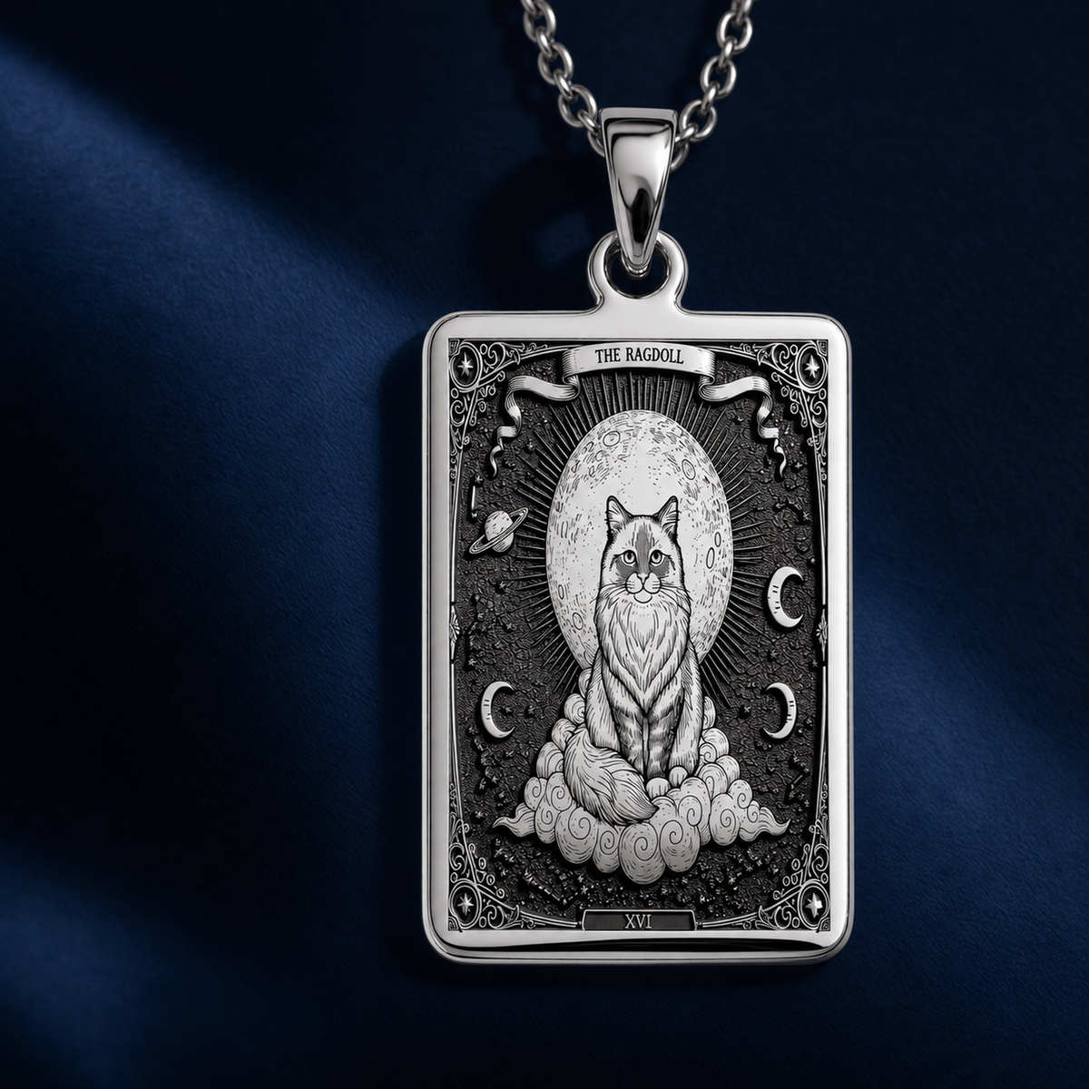 A striking 925 sterling silver Ragdoll Cat charm. The art shows the angelic cat, a meaningful piece of witchy jewelry for her.