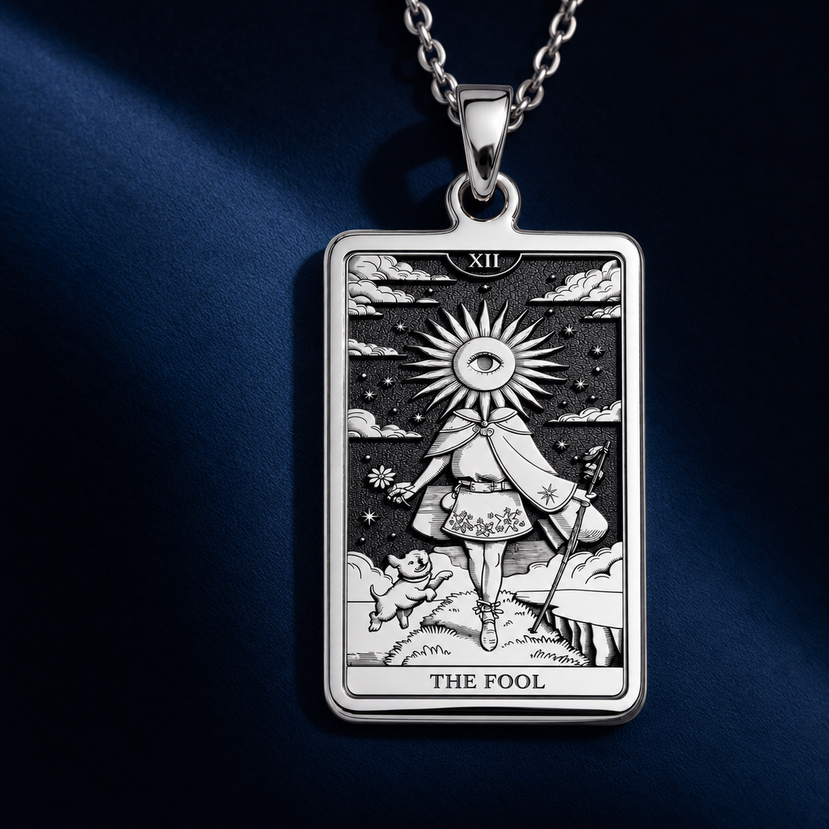 The Fool Tarot Card Necklace: 14K Gold Major Arcana, New Beginnings Charm - View 2