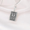 Silver Ace of Queens pendant with two intricately detailed queens and a heart symbol, symbolizing love, pride, and connection. Ideal LGBTQ+ jewelry piece.