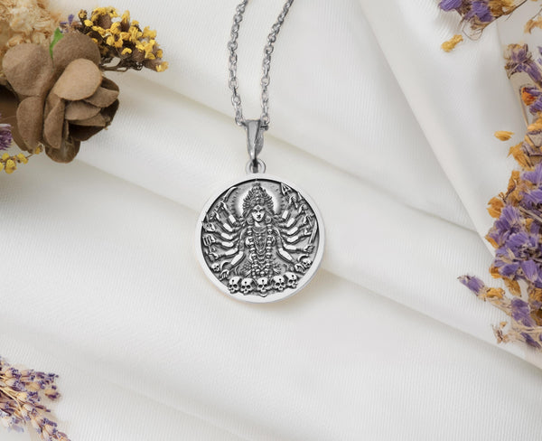 Silver Kali pendant necklaceSterling silver Kali necklaceKali goddess silver pendantHindu goddess Kali pendant silverSterling silver Kali charmKali jewelry in silverSilver Kali medallion necklace