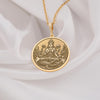 14K solid gold Mother Ganga pendant featuring intricate details, symbolizing purity and grace, perfect for devotees and spiritual jewelry lovers.